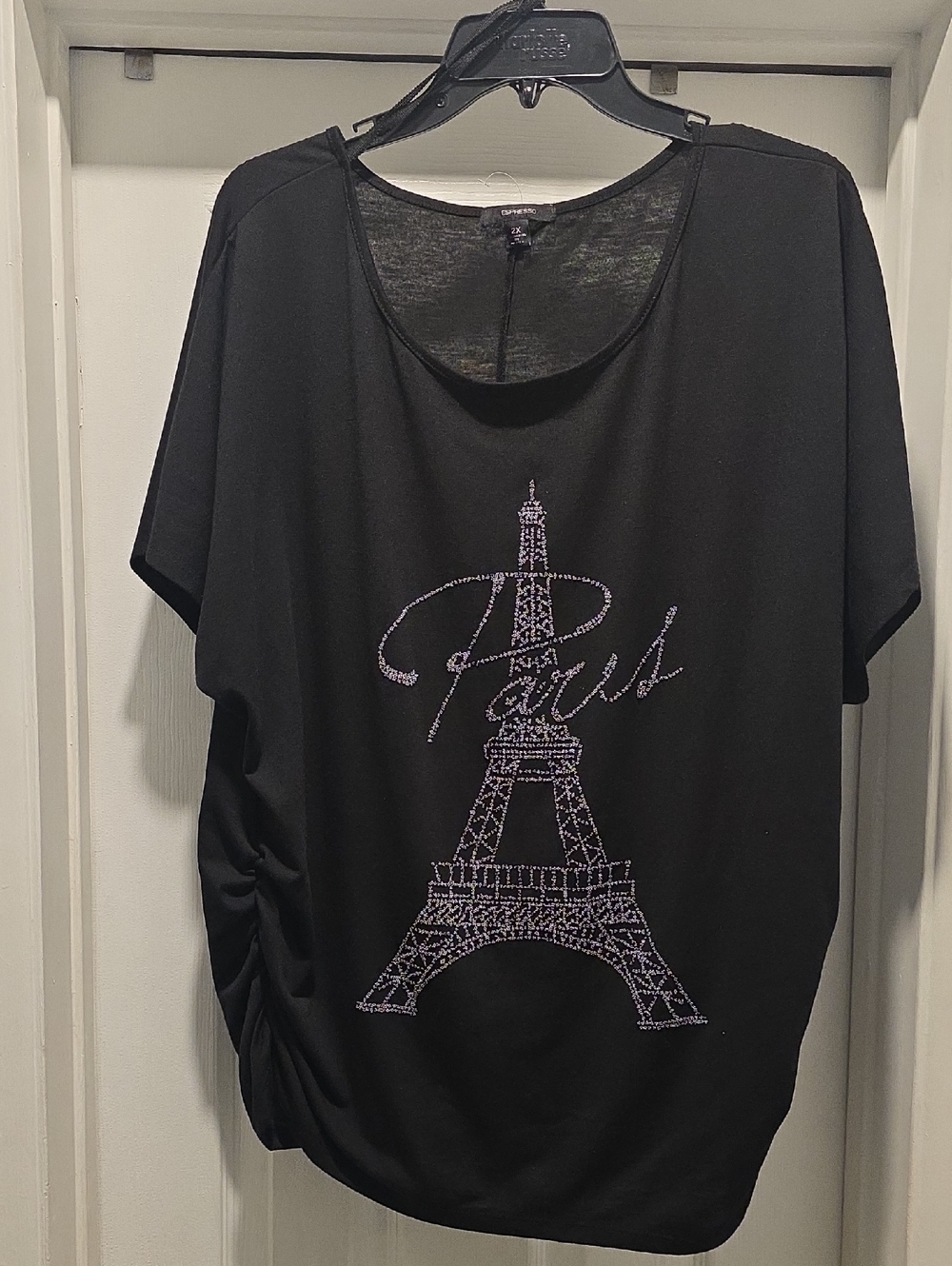 Espresso Black Women's Eiffel Tower Sparkle Tee